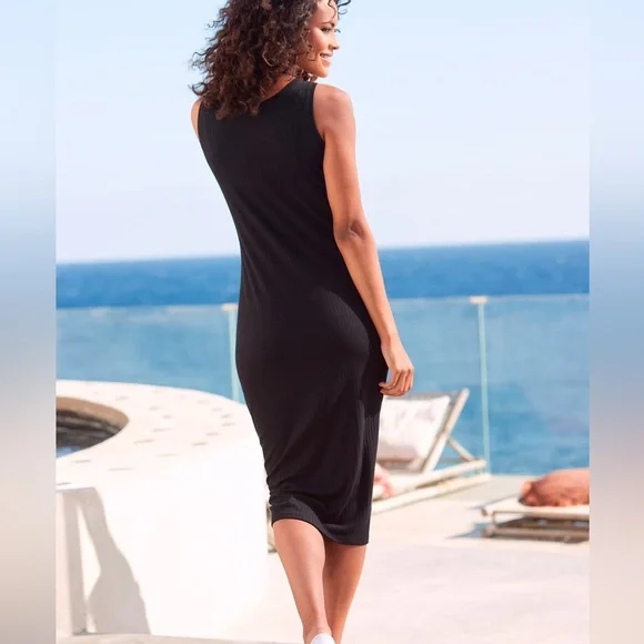 Lascana black ribbed knit midi dress - Picture 8 of 8